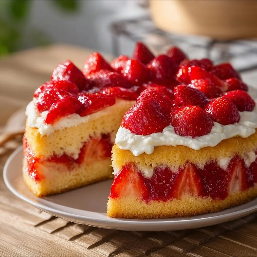 Erdbeerkuchen mit Biskuitboden
