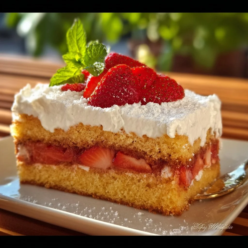 Fanta Kuchen mit Erdbeeren