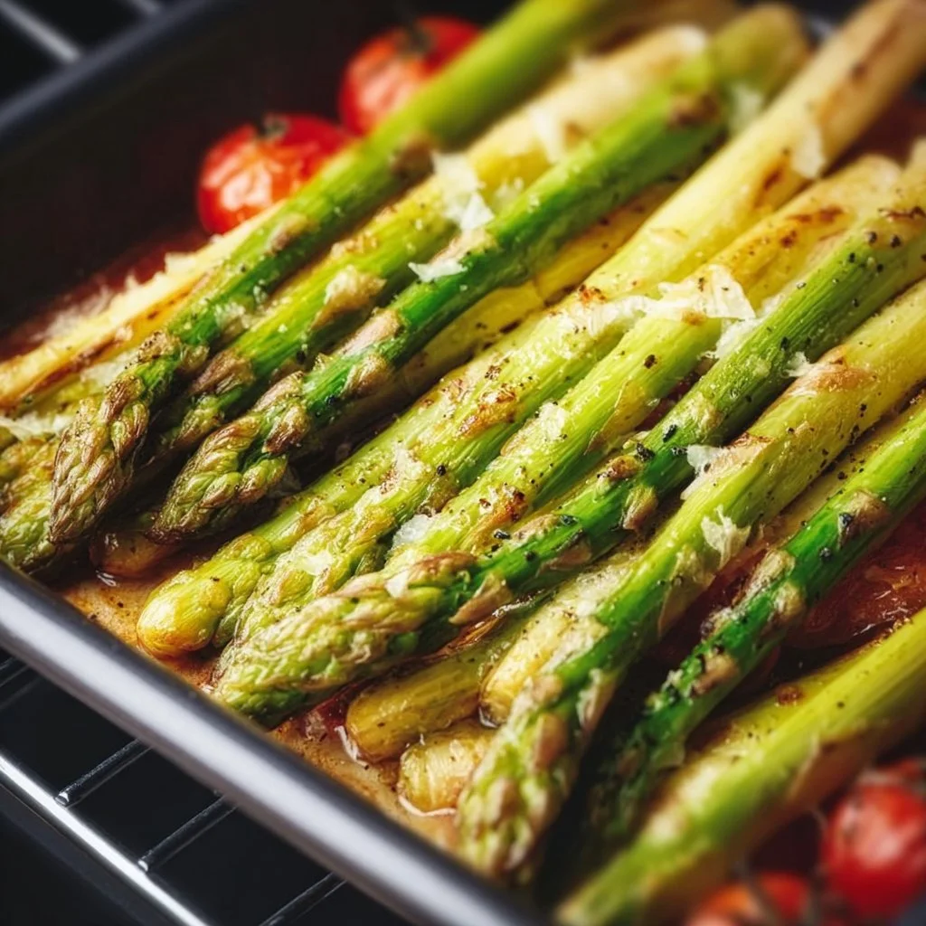 Grüner Spargel im Backofen