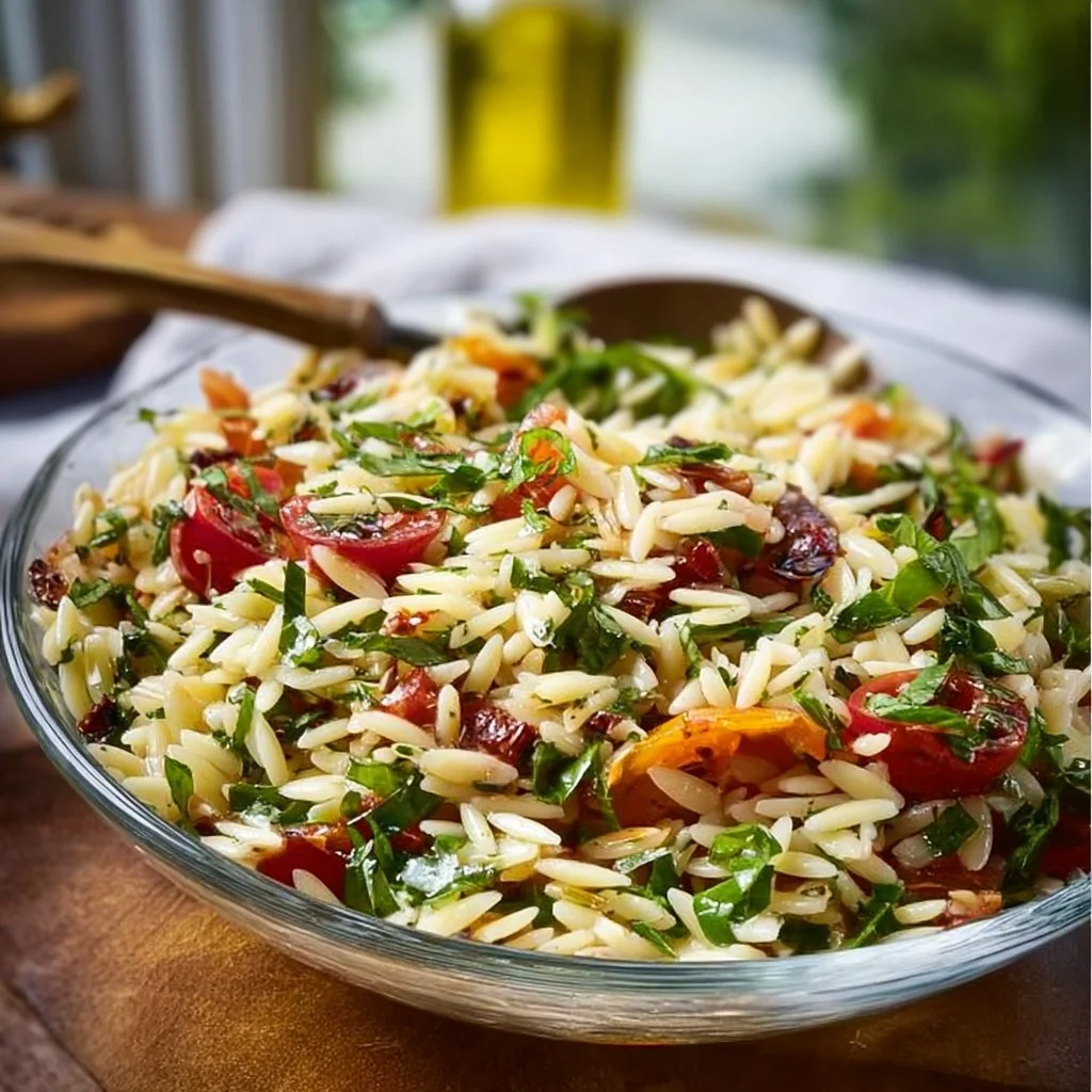 Leckeres italienisches Orzo Salat Rezept mit frischen Zutaten