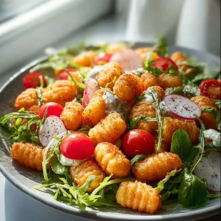 Knuspriger Gnocchi-Salat mit frischem Gemüse und köstlichem Dressing