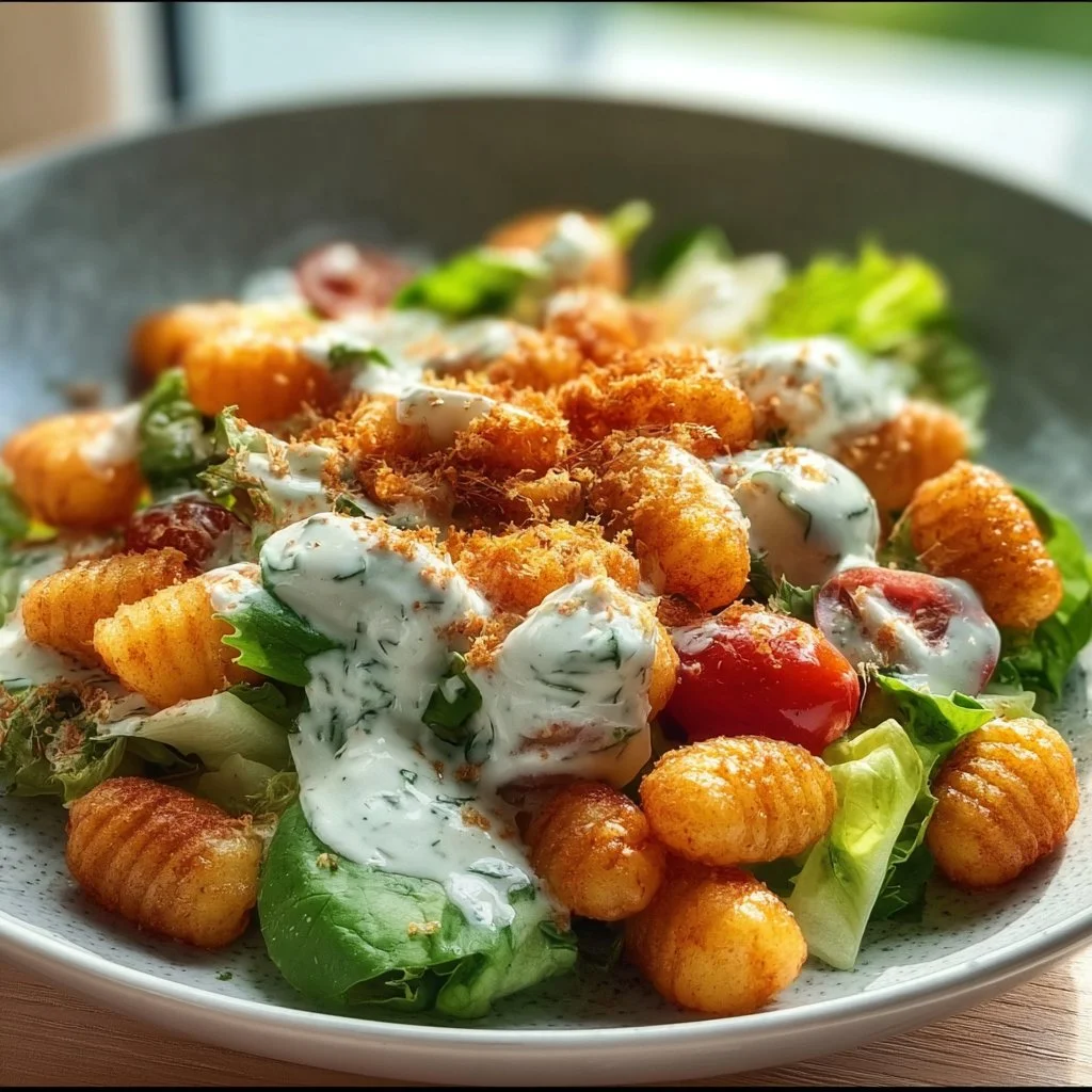 Knuspriger Gnocchi-Salat mit Joghurt-Dressing
