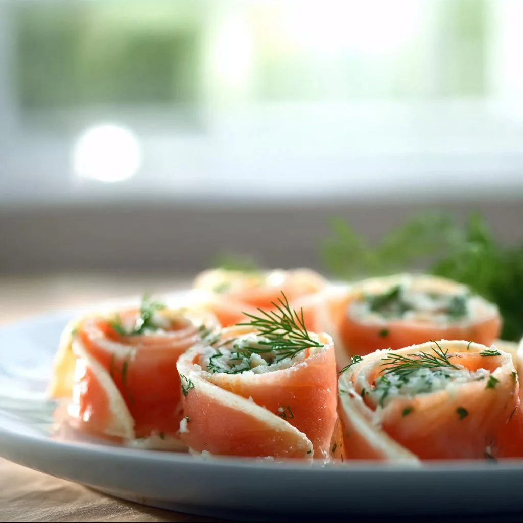 Kreative kleine Räucherlachs Röllchen für ein festliches Brunch