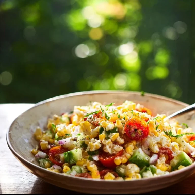 Leckerer Maissalat mit frischen Zutaten und buntem Gemüse.