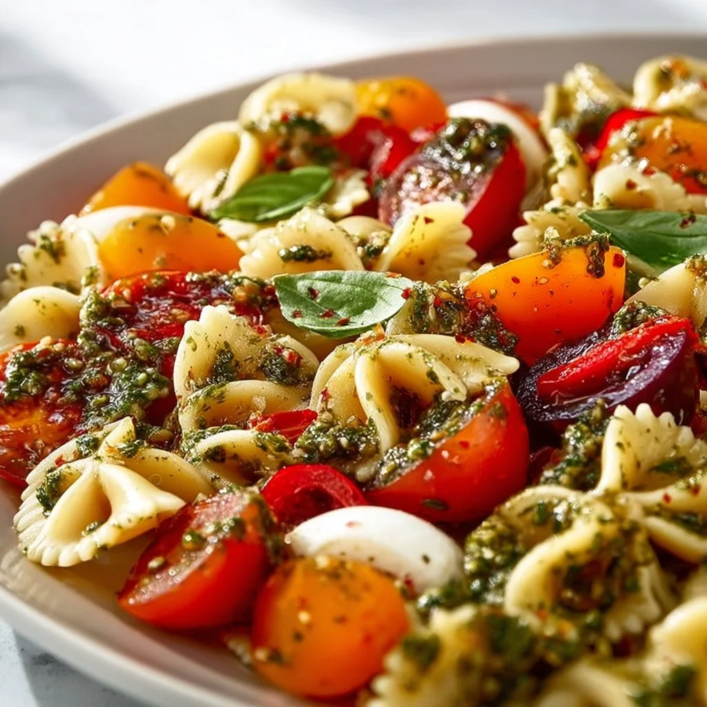 Mediterranean Pasta Salad with Pesto