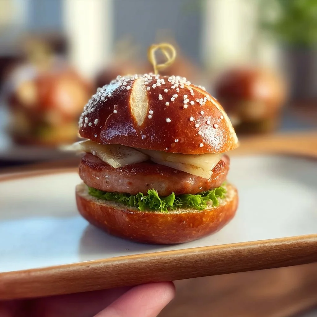 Mini Laugen Burger mit Leberkäse