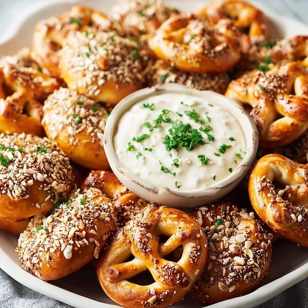Mini Laugenkonfekt Rezept - schnelles Fingerfood mit Zwiebel-Dip
