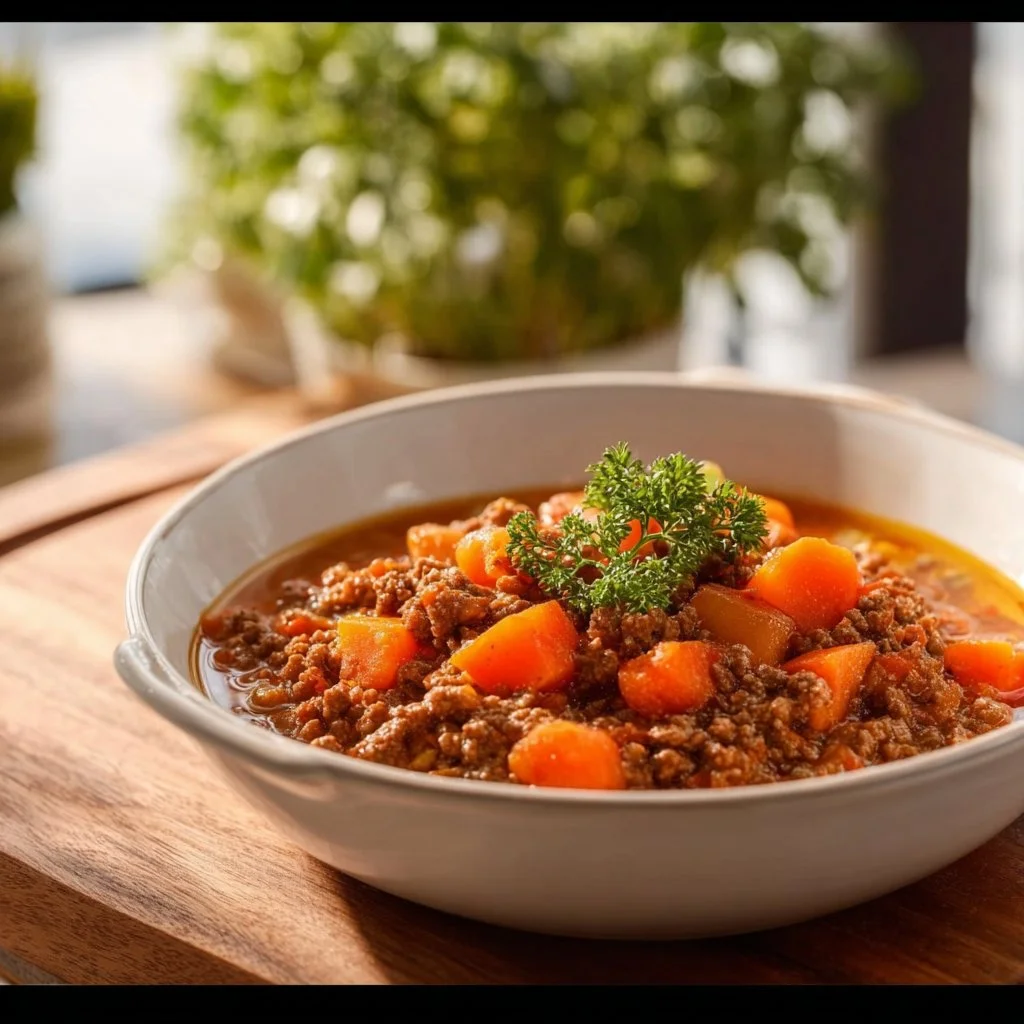 Möhreneintopf mit Hackfleisch