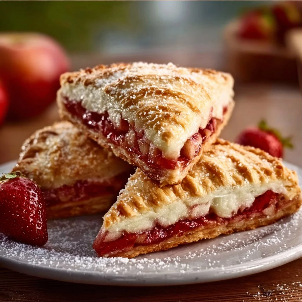 Leckere Quark-Apfeltaschen frisch gebacken mit Äpfeln und Quarkfüllung