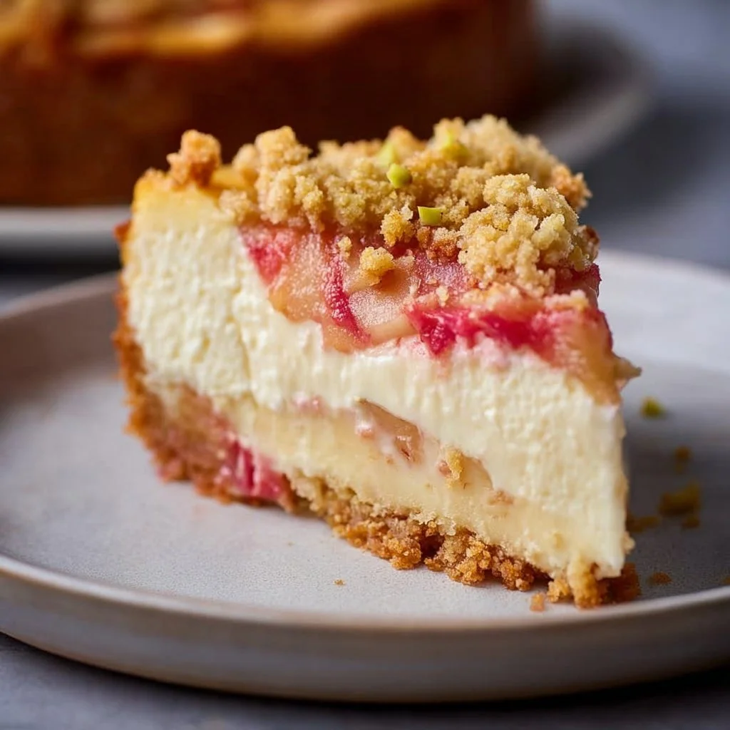 Rhabarber Käsekuchen mit Streuseln