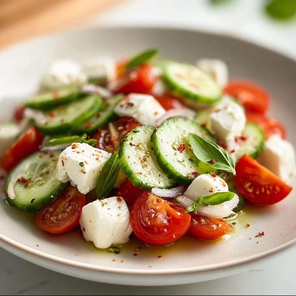 Saftiger Gurken-Caprese-Salat