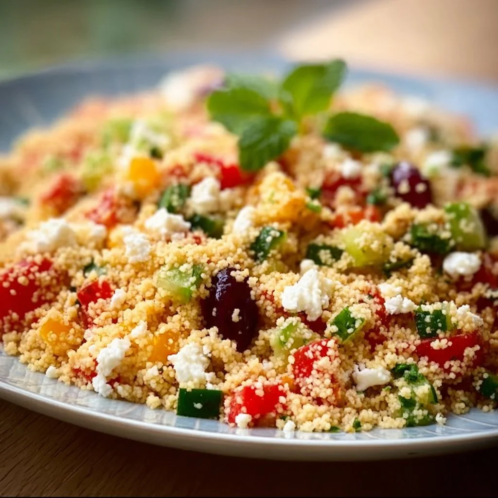 Schneller Couscous Salat mit Feta und frischem Gemüse