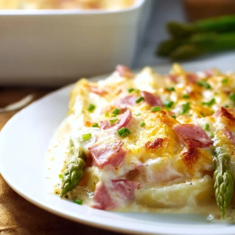 Spargelauflauf mit Kartoffeln und Schinken aus frischen Zutaten
