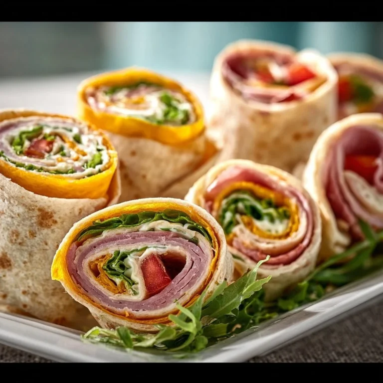 Leckere Wrap Röllchen Fingerfood für Partys auf einem Tisch präsentiert