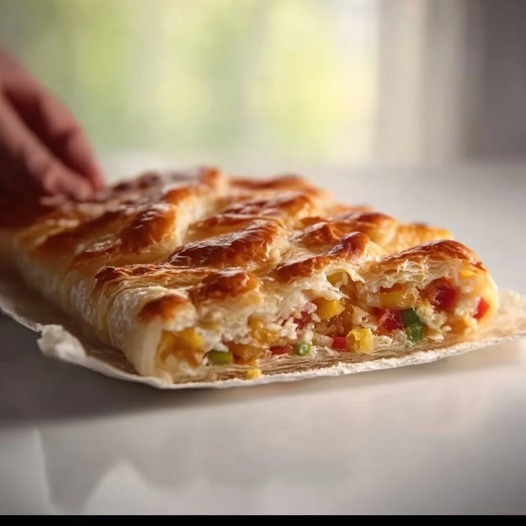Leckeres Blätterteiggericht, frisch gebacken und servierbereit.