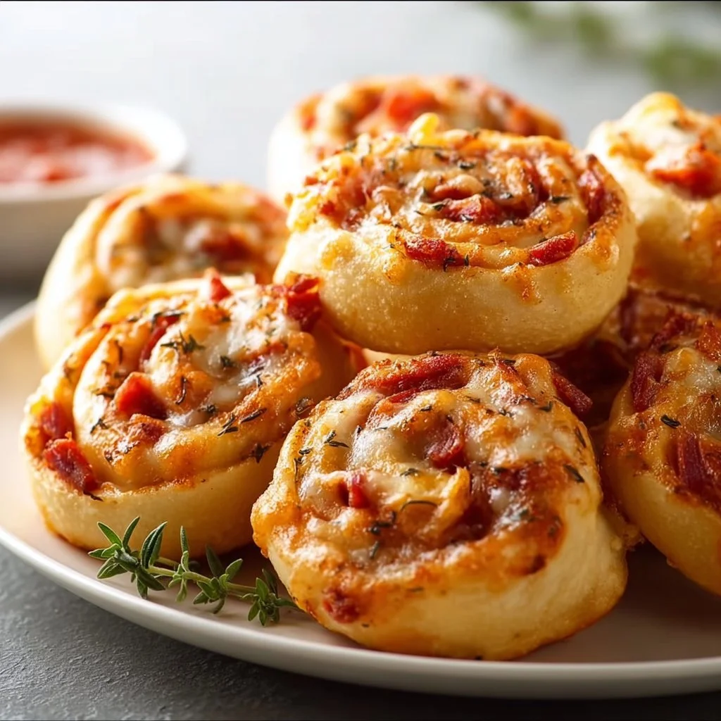 Köstliche Blitz Pizza-Rollen als Snack für Partys und Feste.
