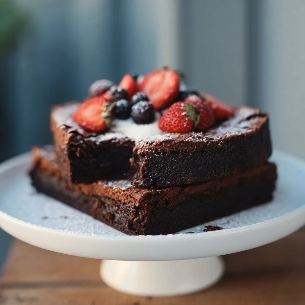 Leckere, saftige Brownies auf einem Teller, ideal für Desserts und Naschkatzen.