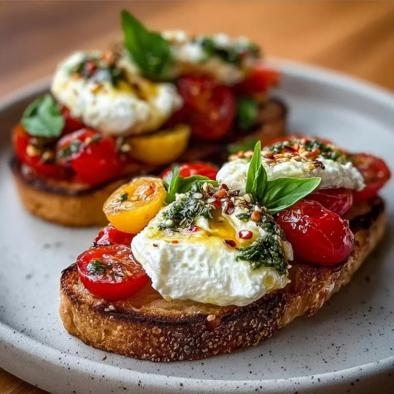 Ein köstliches Gericht von Burrata Bruschetta mit frischen Zutaten für 5 Sterne Genuss