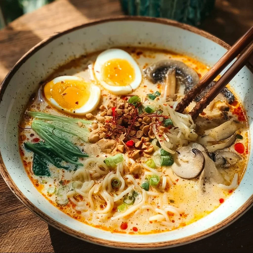 Cremige Ramen mit Erdnuss & Kokos