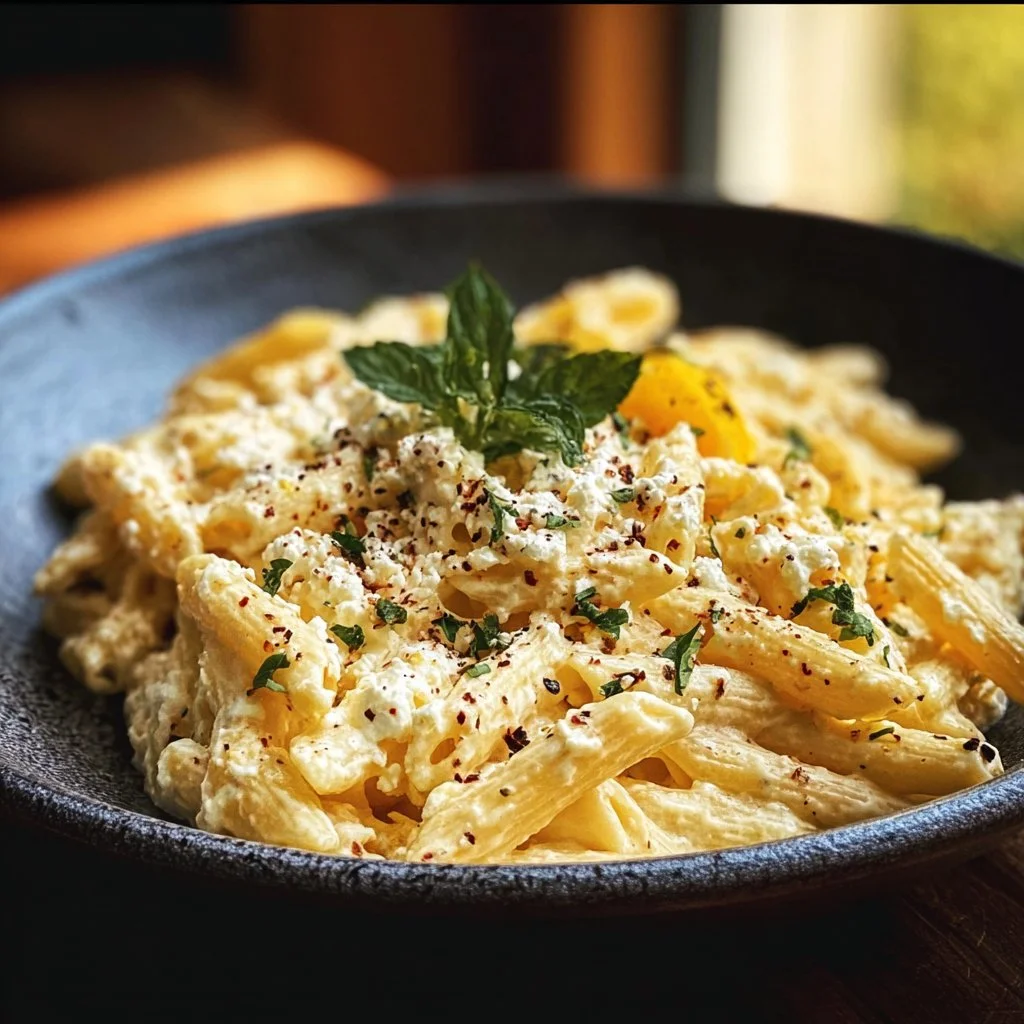 Cremige Zitronen-Feta-Pasta Rezept