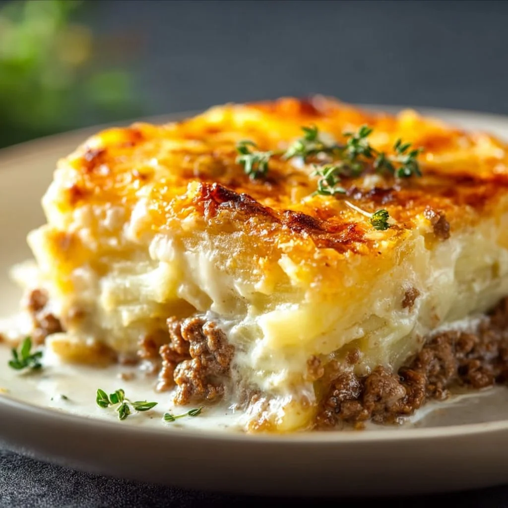 Cremiger Hackfleisch- und Kartoffelauflauf f&uuml;r Genie&szlig;er