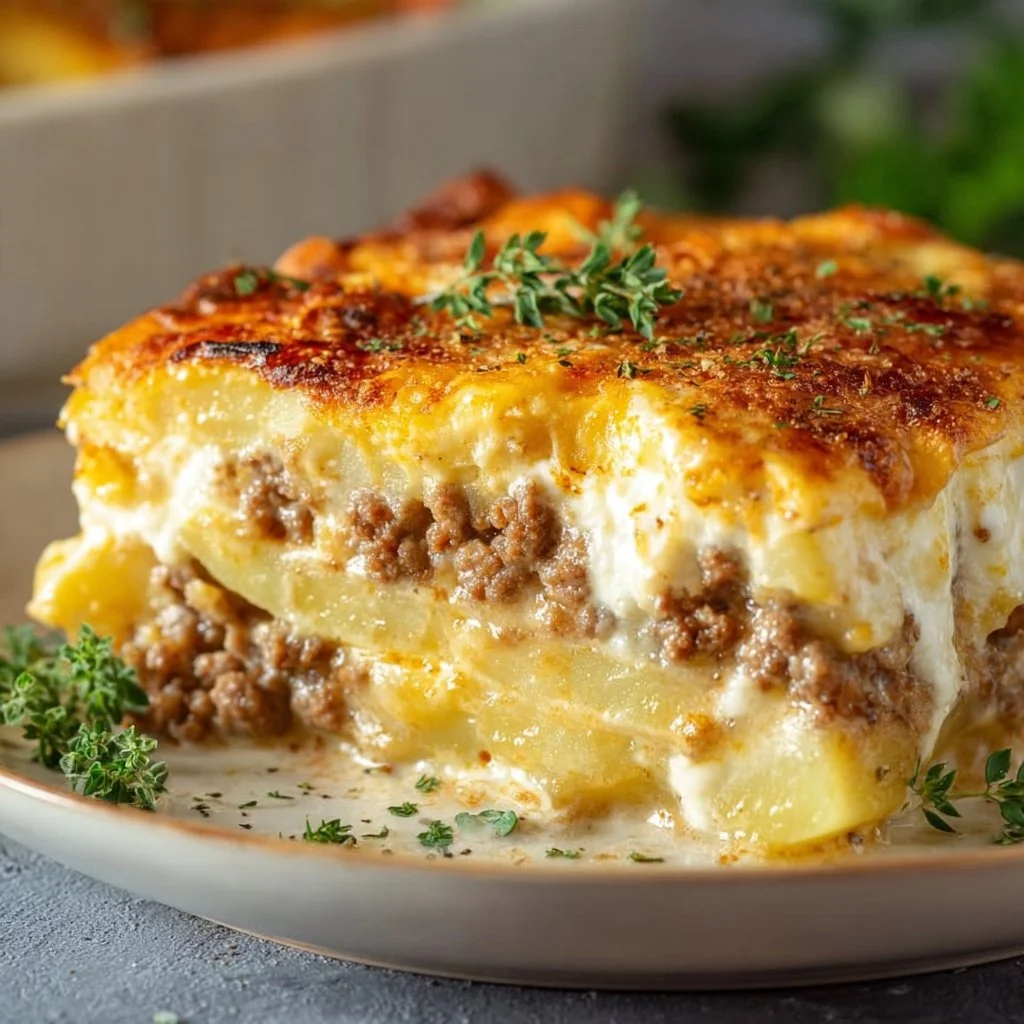Cremiger Hackfleisch- und Kartoffelauflauf für Genießer