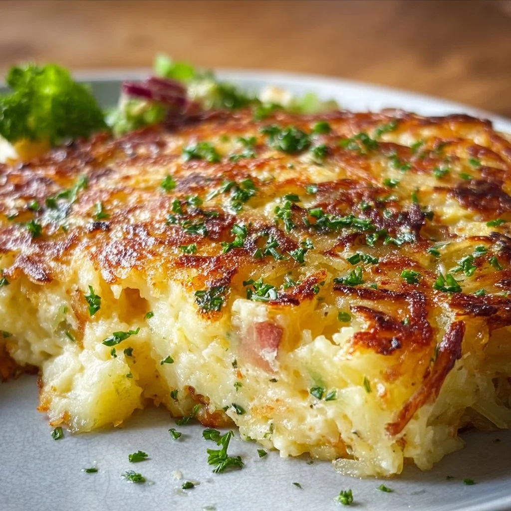 Cremiger Hüttenkäse Kartoffelrösti Auflauf