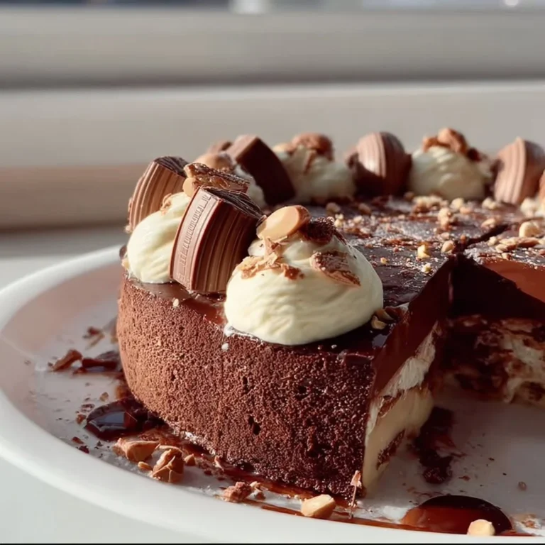 Dekadenter Kinder Bueno Bar Schokoladenkuchen mit Nüssen und Schokolade