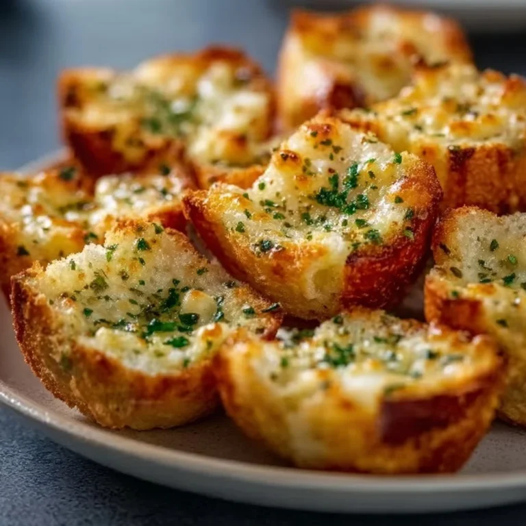 Knoblauchbrot-Teilchen mit geschmolzenem Käse auf einem Teller