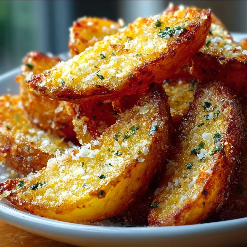 Knusprige Kartoffelspalten mit Knoblauch und Parmesan