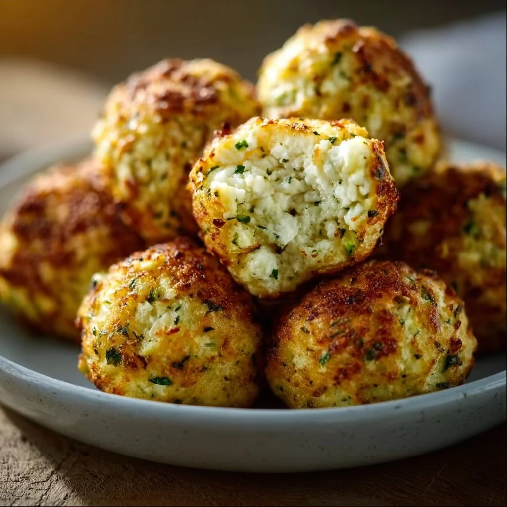 Knusprige Zucchini-Feta-B&auml;llchen aus dem Ofen