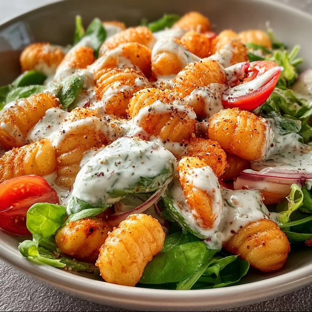 Knuspriger Gnocchi-Salat mit Joghurt-Dressing