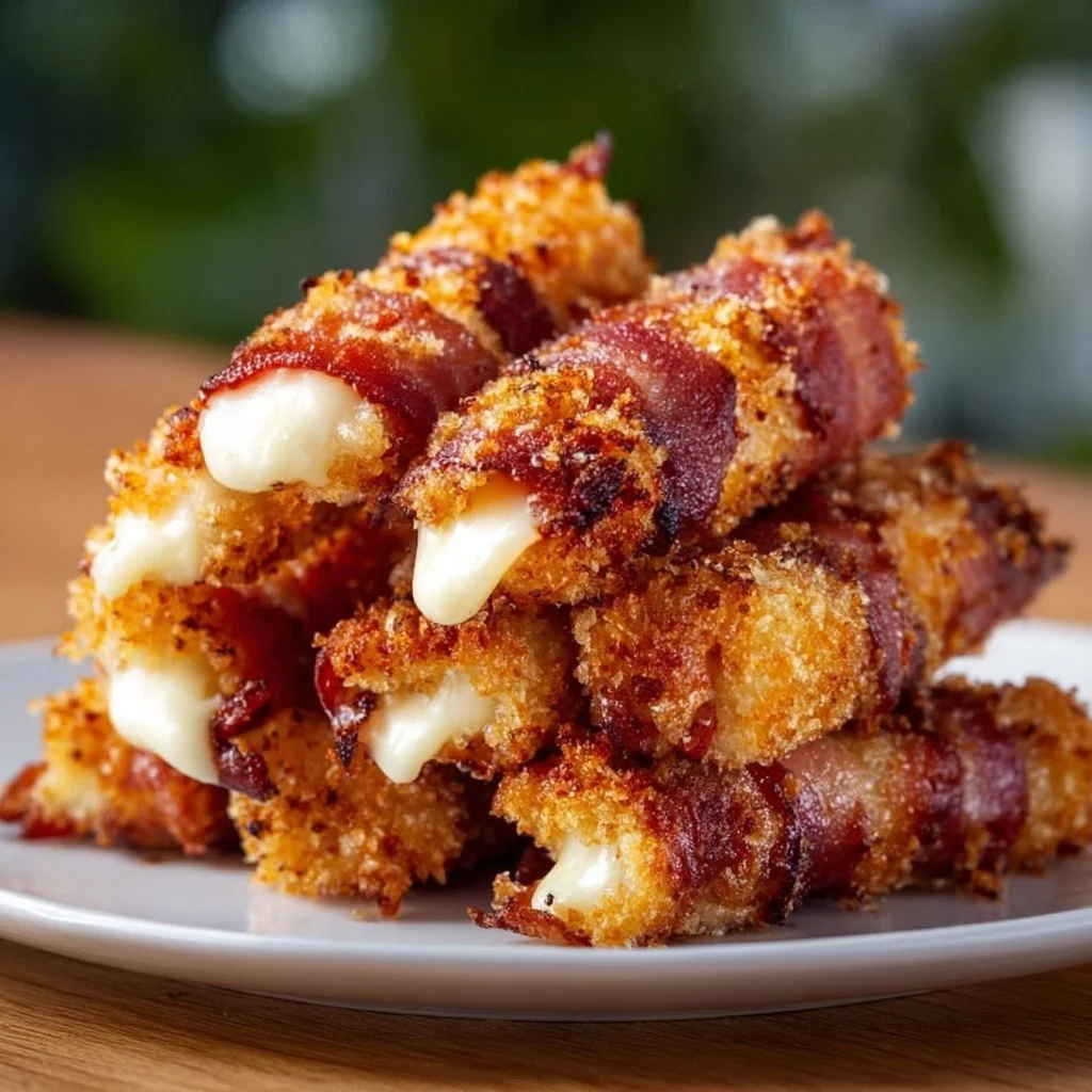 Krosse Rinder-Bacon-Mozzarella-Sticks