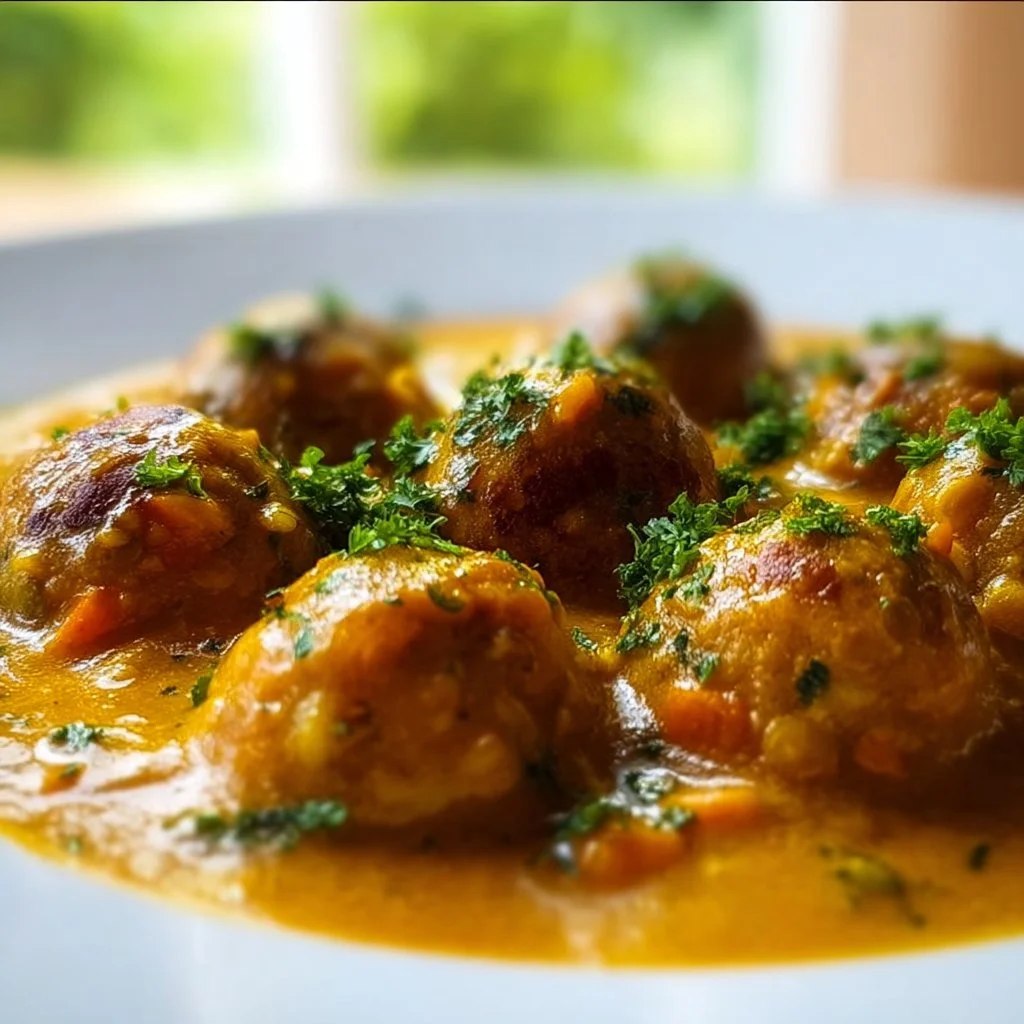 Linsenbällchen in Currysauce