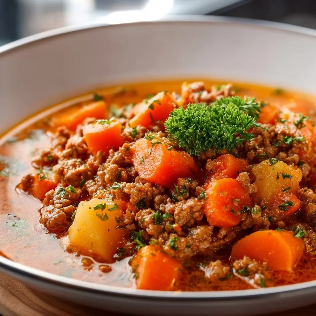 M&ouml;hreneintopf mit Hackfleisch