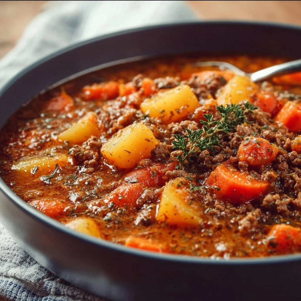 M&ouml;hreneintopf mit Hackfleisch