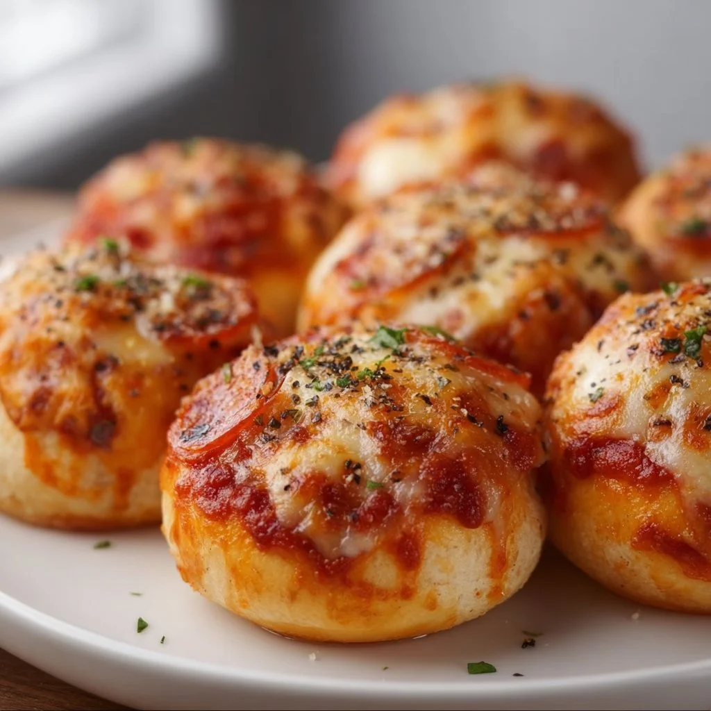 Leckere Pizza-Bomben aus frischem Teig und köstlichen Füllungen.