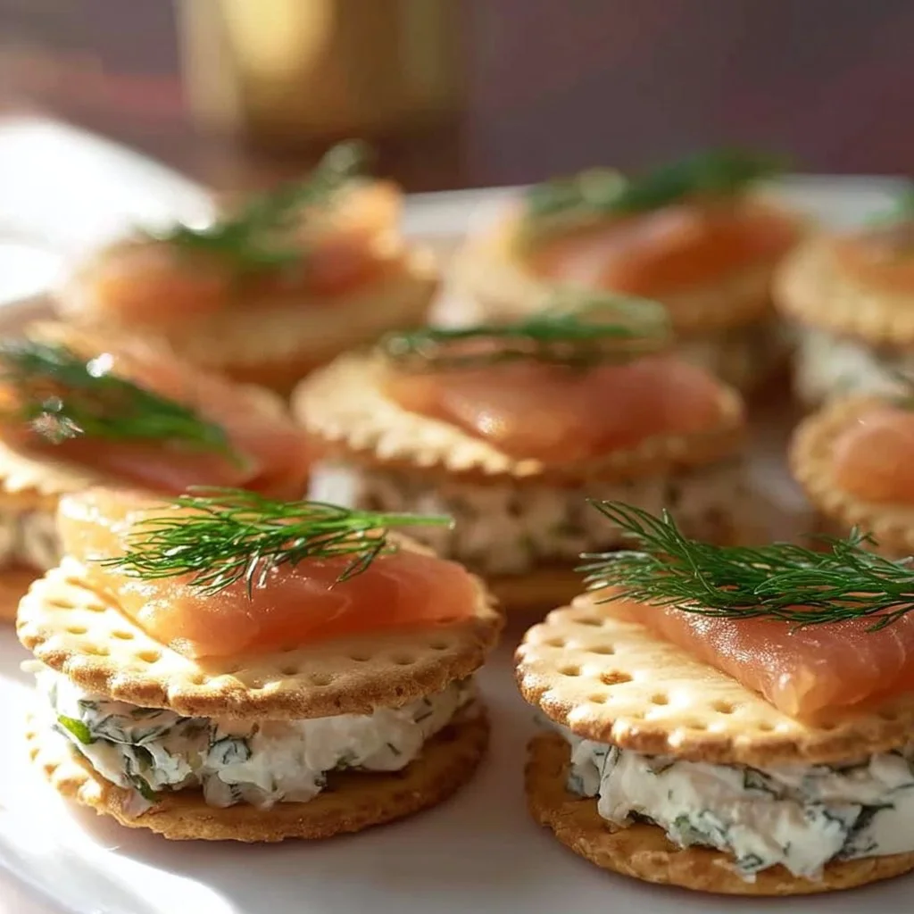 R&auml;ucherlachs und Frischk&auml;se Canap&eacute;s