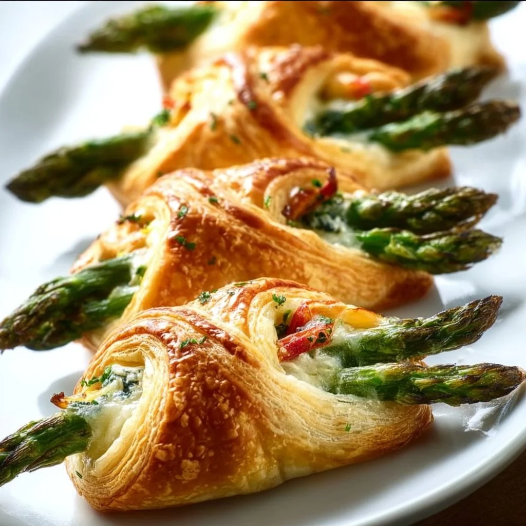 Spargel-Blätterteig-Päckchen frisch aus dem Ofen