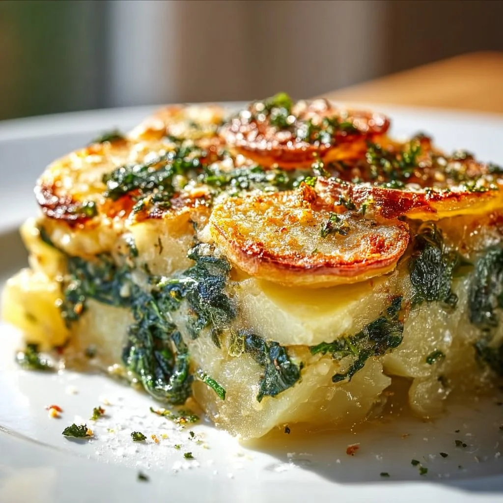 Spinat-Kartoffel-Knoblauch-Auflauf